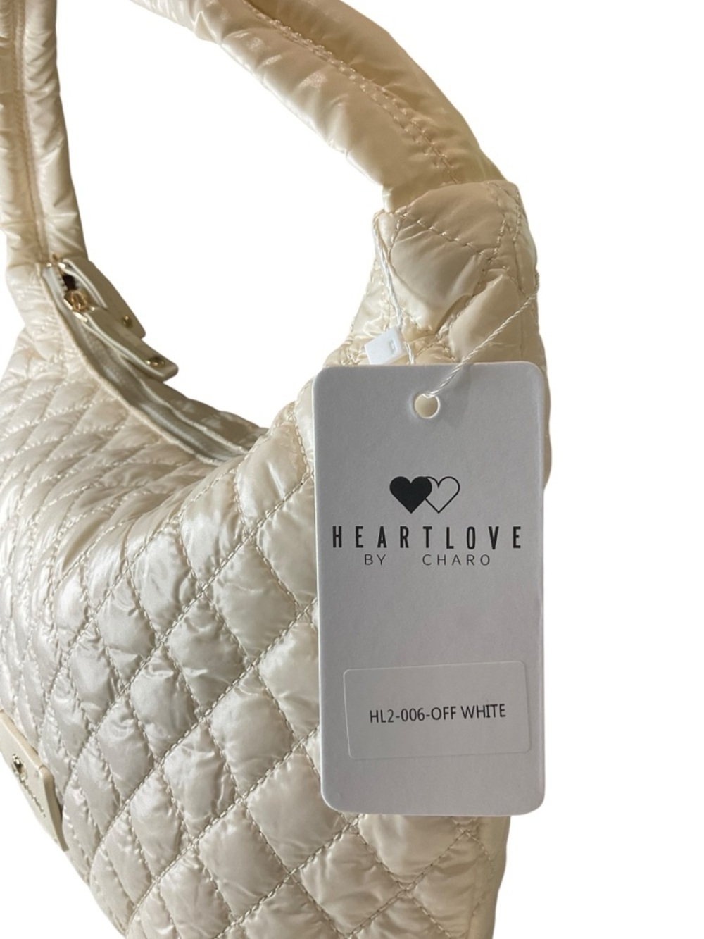 Quilted Cream Shoulder Bag by Heart Love - Everyday Hobo - Picture 3 of 9